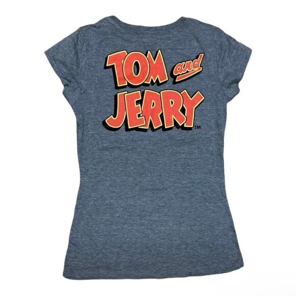 Tom & Jerry T-Shirt Nostalgia Novelty Cartoon Orange Logo Back Retro Cat Mouse - Picture 5 of 7